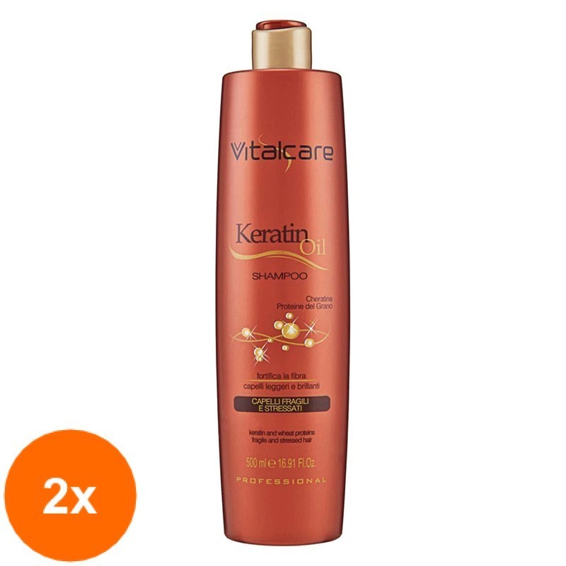 Set 2 x 250 ml Balsam de Par Vitalcare Keratin Oil, pentru Par Fragil