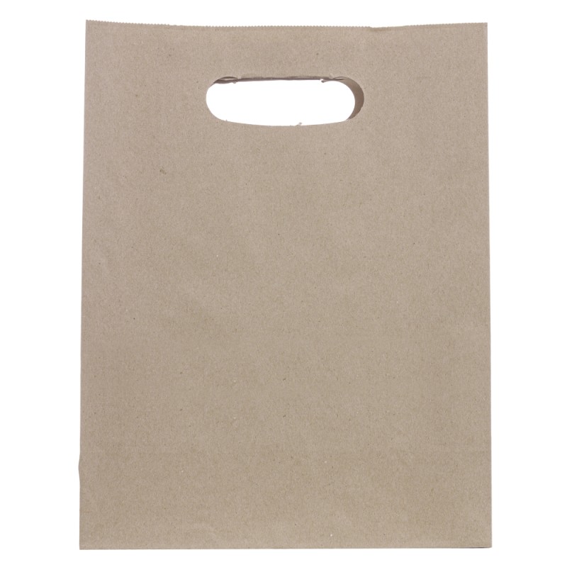 Set 2 x 250 Sacose Biodegradabile Compostabile de Hartie Kraft, cu Maner Decupat, 22 x 10 x 28 cm