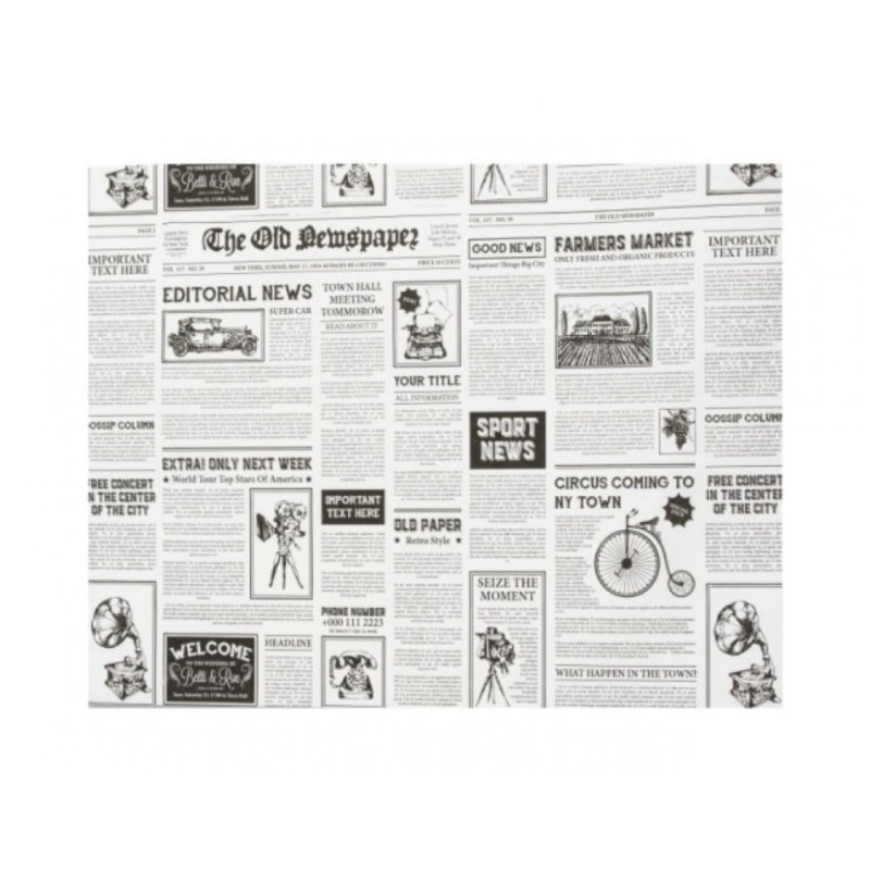 Set 2 x 2850 Coli Hartie Rezistenta la Grasime, Model Ziar, 25 x 35 cm