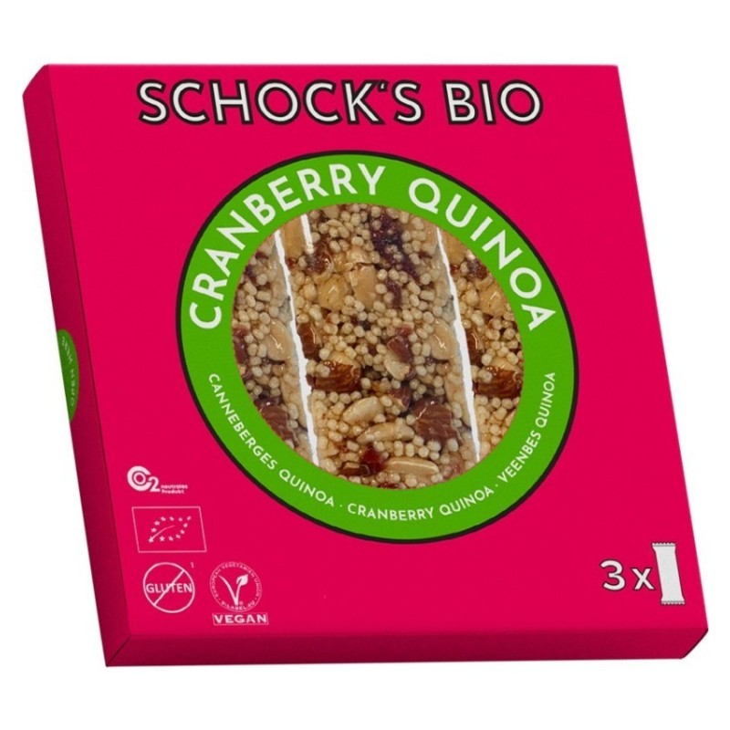 Set 2 x 3 Batoane BIO Crocante cu Afine Rosii si Migdale 25 g, Schock's