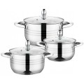 Set 2 x 3 Cratite din Inox Grunberg, cu Capac din Sticla