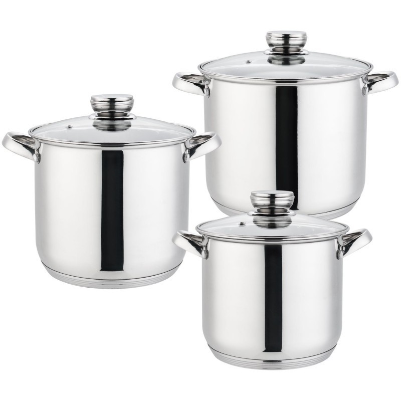Set 2 x 3 Oale din Inox cu Capace din Sticla, Plita cu Inductie, Grunberg