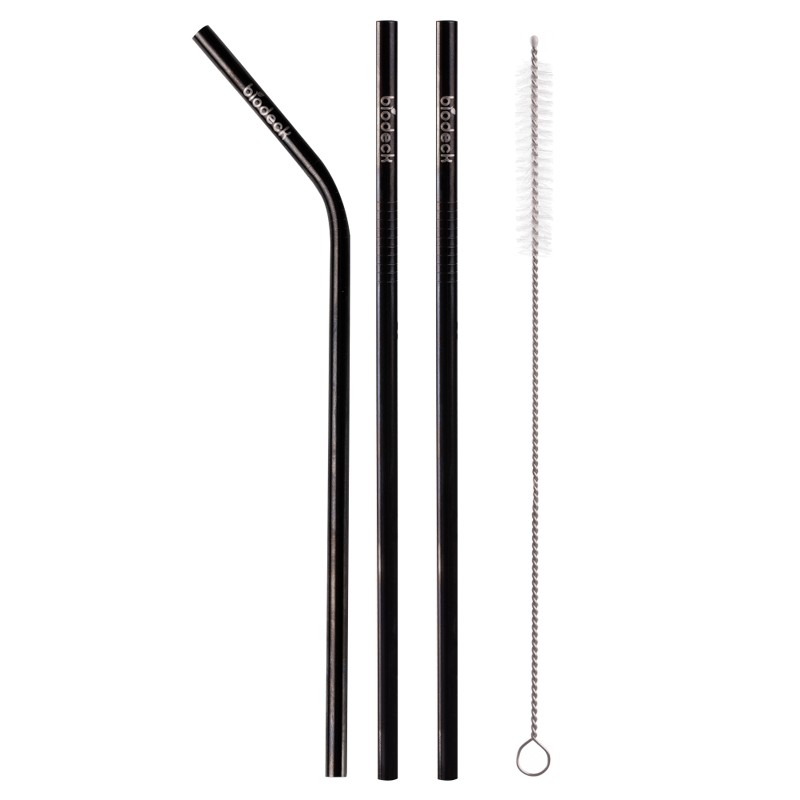 Set 2 x 3 Paie Reutilizabile, din Otel, Negre