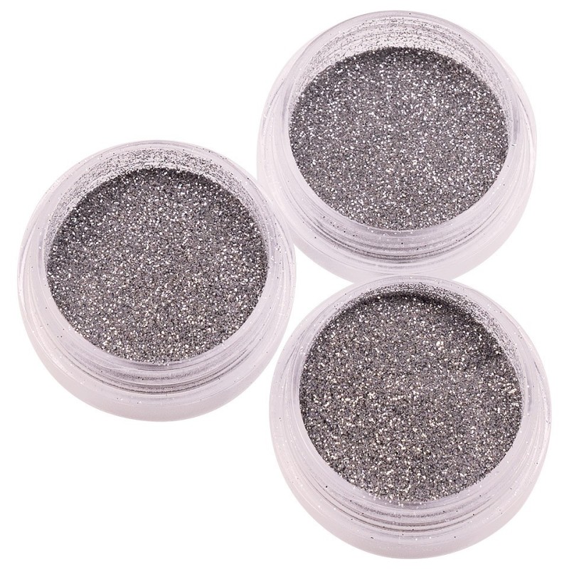 Set 2 x 3 Sclipici Glitter Unghii Pulbere SensoPRO Milano, Silver Touch