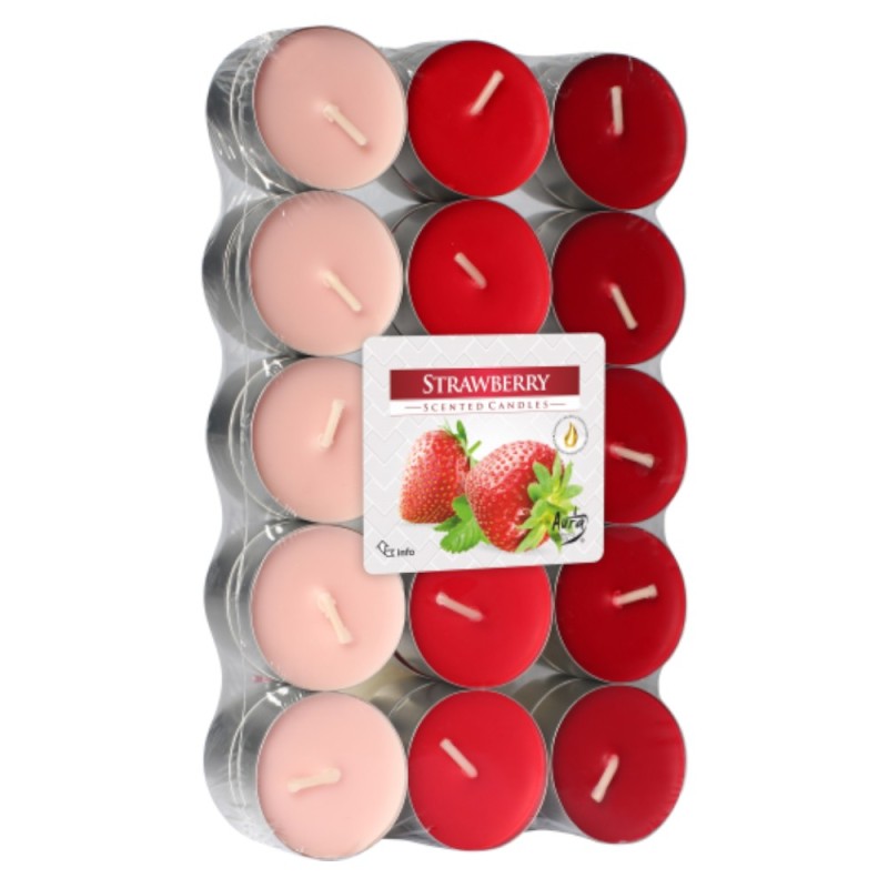 Set 2 x 30 Lumanari Pastila, 4 Ore, Capsuni