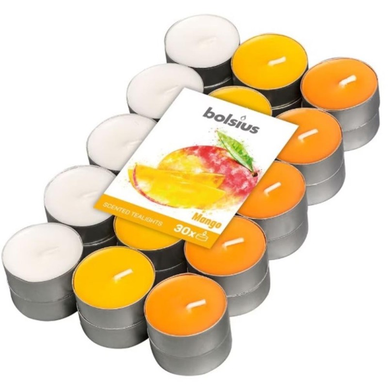 Set 2 x 30 Lumanari Pastila, Parfumate, Mango, 38 mm, 4 Ore, Bolsius