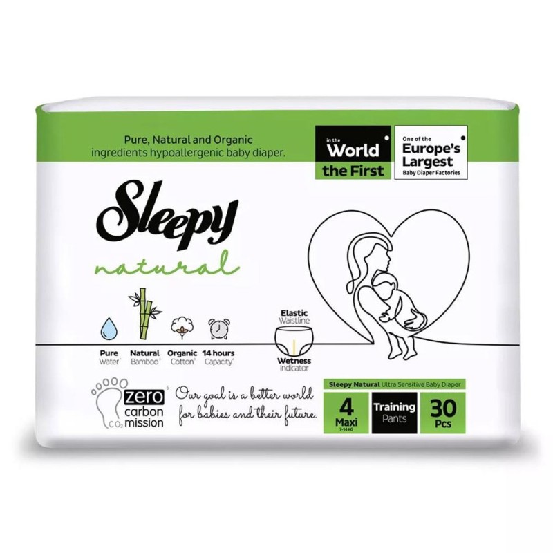 Set 2 x 30 Scutece Chilotel Bebelusi Sleepy Natural, Marimea 4 Maxi, 7-14 kg
