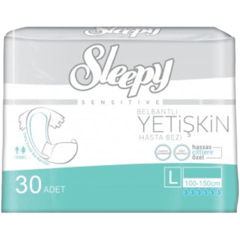 Set 2 x 30 Scutece Slip Adulti Sleepy Sensitive, Marimea L, 100-150 cm