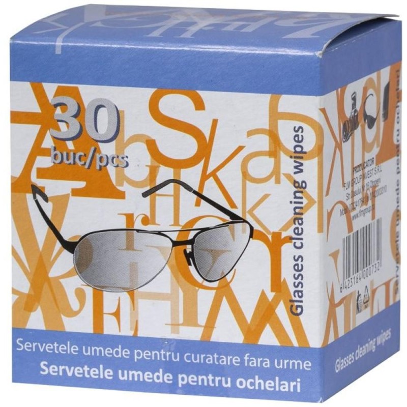 Set 2 x 30 Servetele Umede pentru Ochelari, Ambalate Individual
