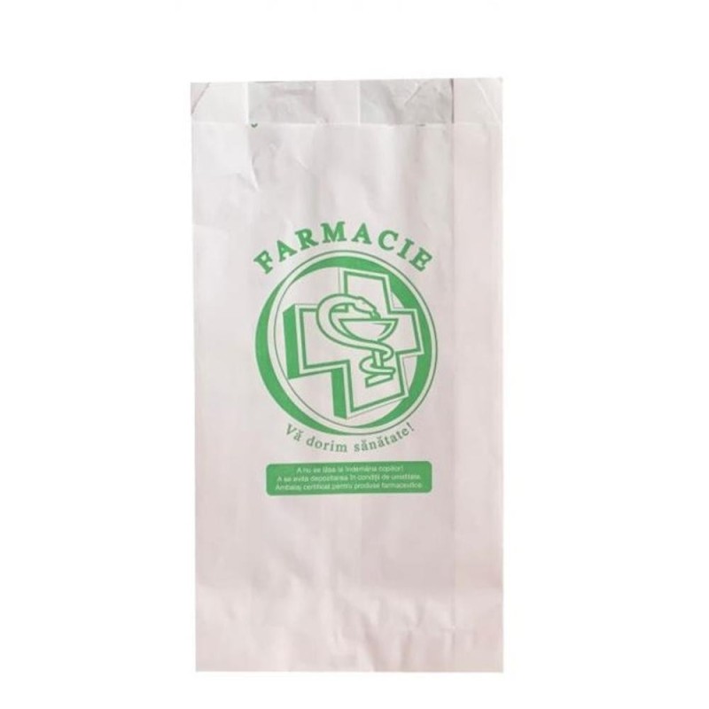 Set 2 x 3000 Pungi din Hartie pentru Farmacie, Model Cruce, 9 x 15 cm