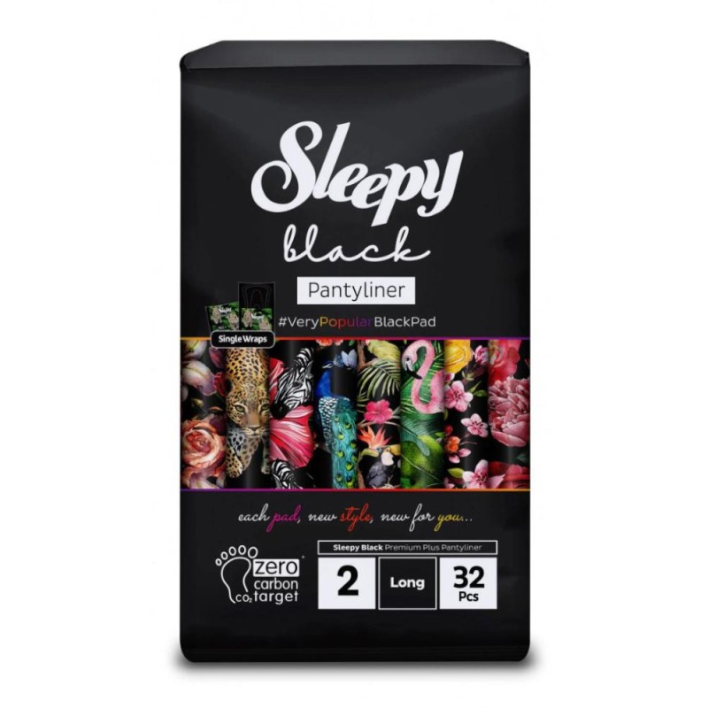 Set 2 x 32 Absorbante Dama Sleepy Black Premium Plus Long, 2 Picaturi