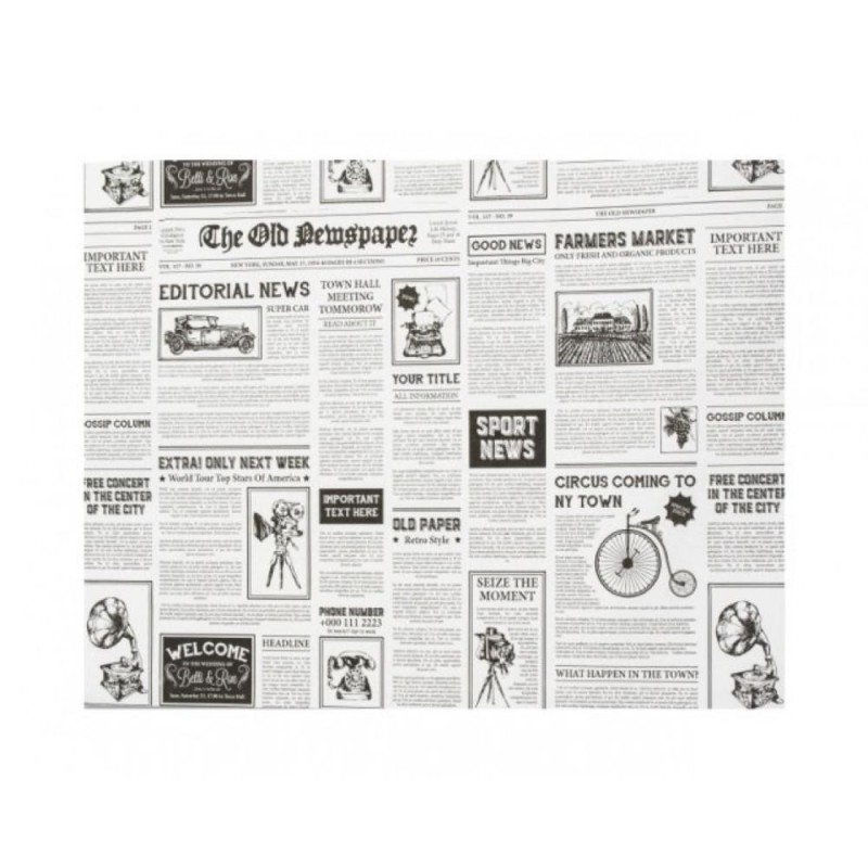 Set 2 x 3260 Coli Hartie Rezistenta la Grasime, Model Ziar, 25 x 35 cm