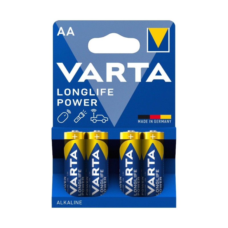 Set 2 x 4 Baterii Alcaline AA R6 Varta Longlife Power