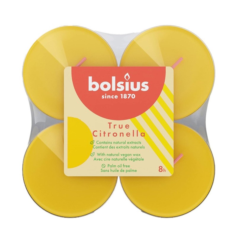 Set 2 x 4 Lumanari Pastile, 8 Ore, Bolsius Citronella Maxi