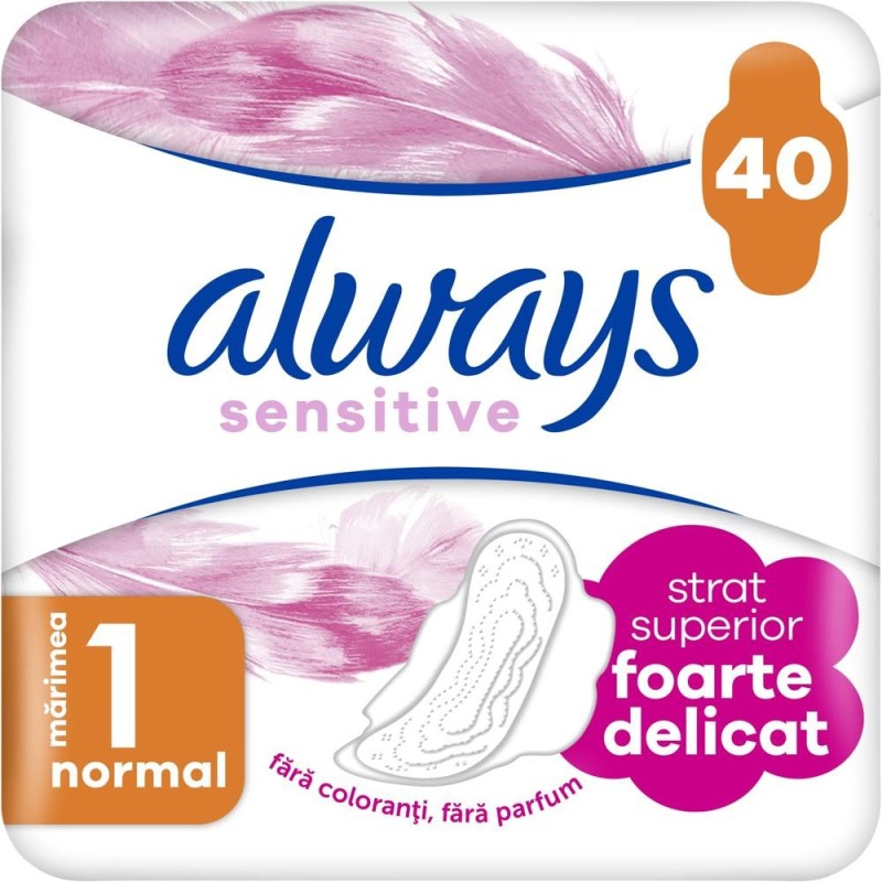 Set 2 x 40 Absorbante Always Sensitive Super Soft, Nr. 1 Normal