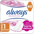 Set 2 x 40 Absorbante Always Sensitive Super Soft, Nr. 1 Normal