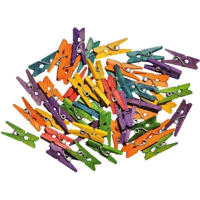Set 2 x 40 Carlige din Lemn, Statovac, Diverse Culori, 2.5 cm