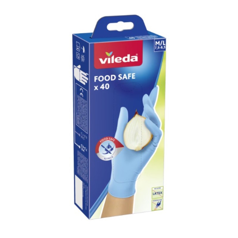 Set 2 x 40 Manusi Nitril de Unica Folosinta, Vileda, Food Safe, Marimea M/L