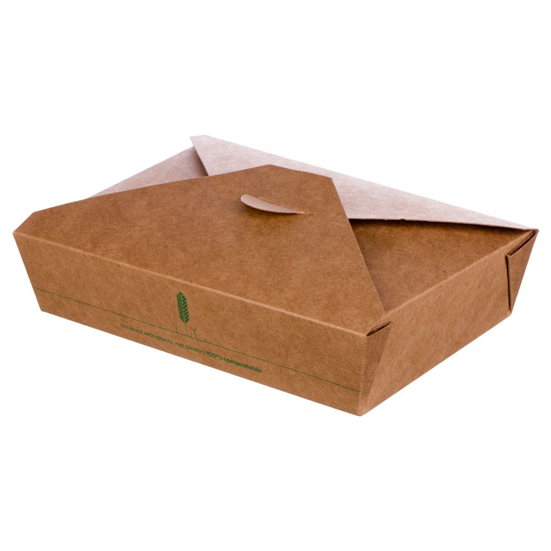 Set 2 x 450 Cutii Biodegradabile de Carton, Kraft, 800 ml, M1