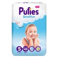 Set 2 x 48 Scutece Pufies Sensitive, 5 Junior, Maxi Pack, 11-16 kg