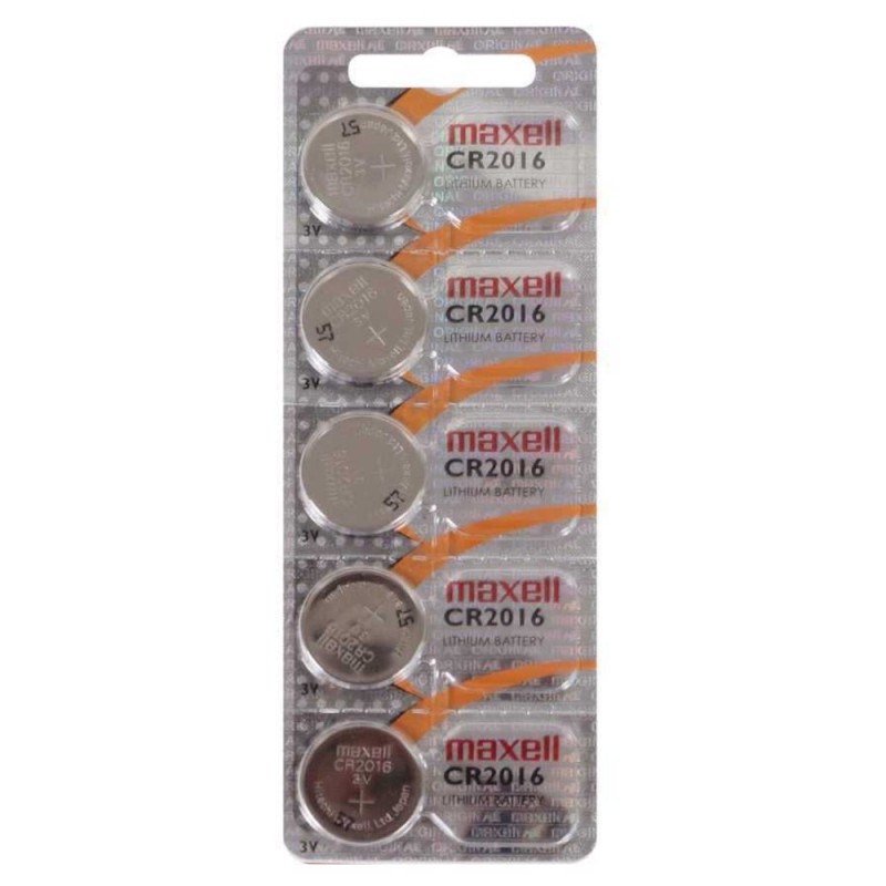 Set 2 x 5 Baterii Tip Buton Litiu CR2016 Maxell, 3 V, 90 mAh