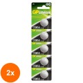 Set 2 x 5 Baterii Tip Buton Litiu GP, 3 V, 20 x 1.6 mm