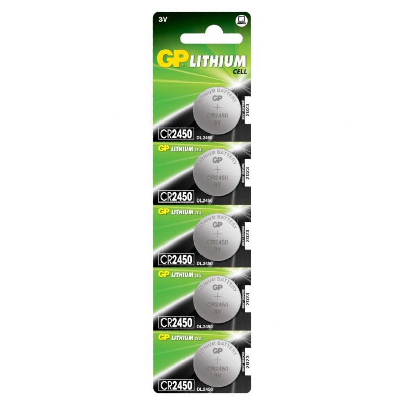 Set 2 x 5 Baterii Tip Buton Litiu GP, 3 V, 24.5 x 5 mm