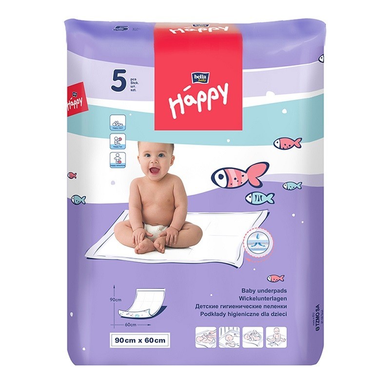 Set 2 x 5 Cearceaf Absorbant Happy Cearsaf, 60 x 90