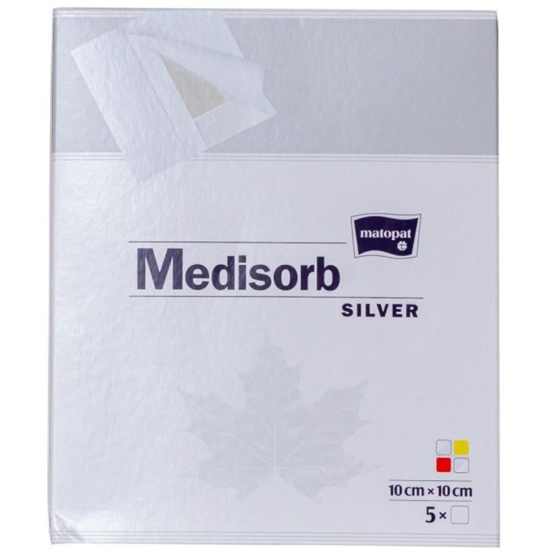 Set 2 x 5 Pansamente Adezive cu Argint, 10 cm x 10 cm, Antibacteriane, pentru Plagi Infectate