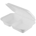Set 2 x 50 Caserole Biodegradabile Compostabile Trestie Albe Scoica, 2 Compartimente, 25 x 16 cm