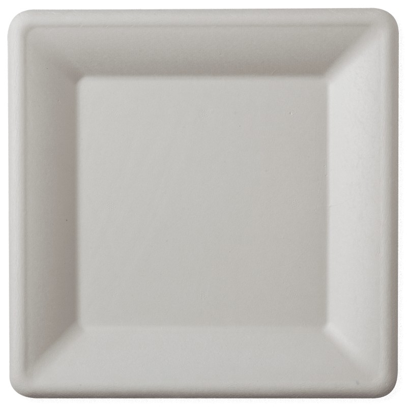 Set 2 x 50 Farfurii Biodegradabile, Compostabile, Patrate, Albe, 25 cm