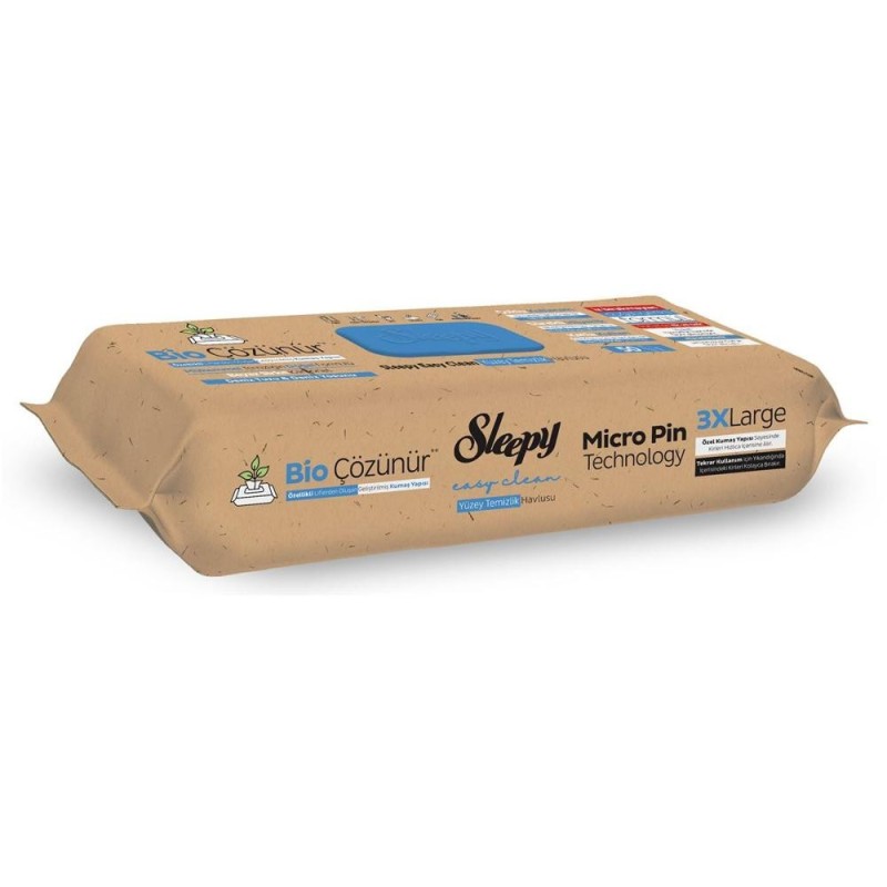 Set 2 x 50 Servetele Umede Sleepy Bio Easy Clean, Sare de Mare si Alge Marine, Multisuprafete