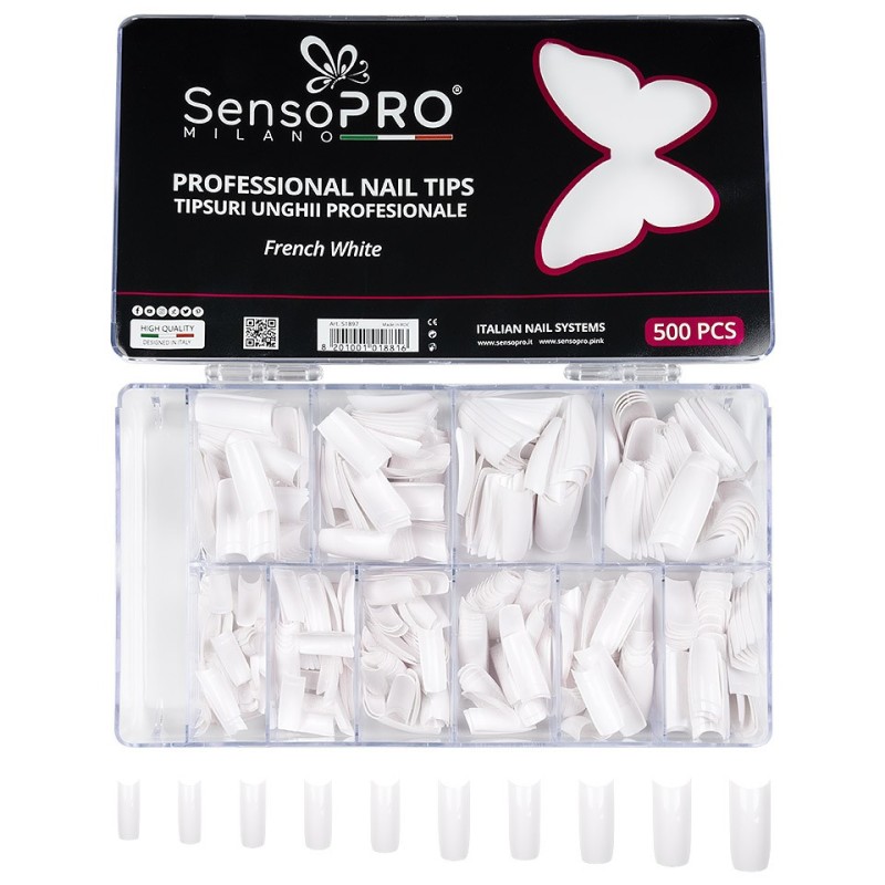 Set 2 x 500 Tipsuri Unghii False SensoPRO Milano French White