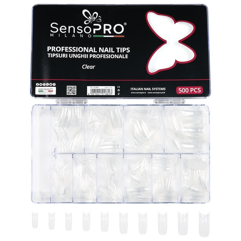 Set 2 x 500 Tipsuri Unghii False SensoPRO Milano Transparente