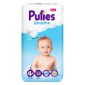 Set 2 x 52 Scutece Pufies Sensitive, 4+ Maxi+, Maxi Pack, 10-15 kg