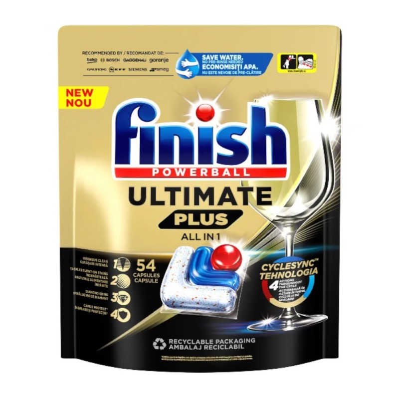Set 2 x 54 Capsule Detergent pentru Masina de Spalat Vase Finish Ultimate Plus