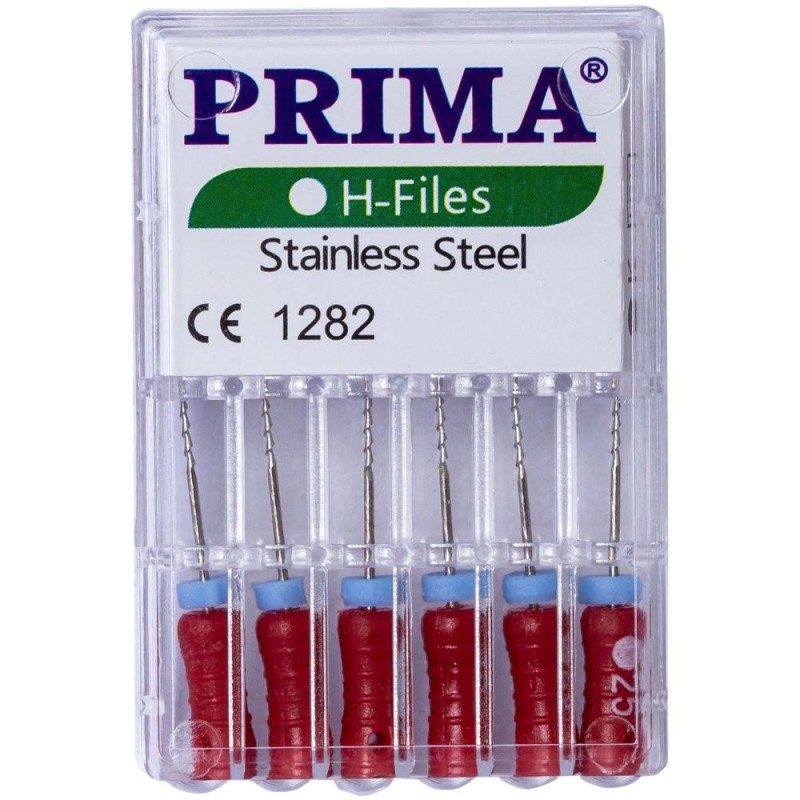 Set 2 x 6 Ace Endodontice Headstrom H-Files, Marimea 25 Rosii, 25 mm, pentru Canal Radicular, Prima