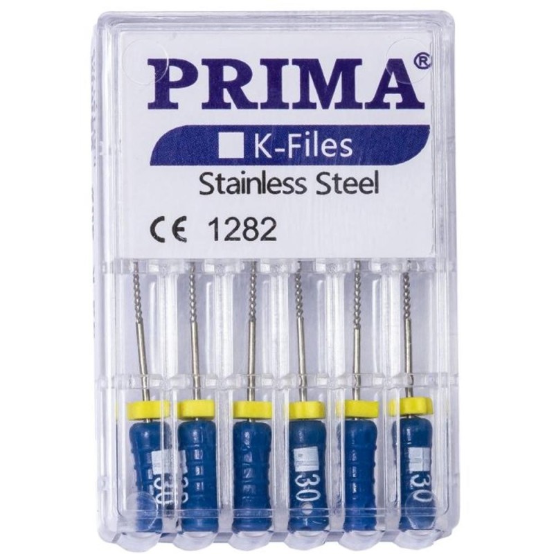 Set 2 x 6 Ace Endodontice Kerr K-Files, Nr. 30 Albastre, 25 mm, pentru Canal Radicular, Prima