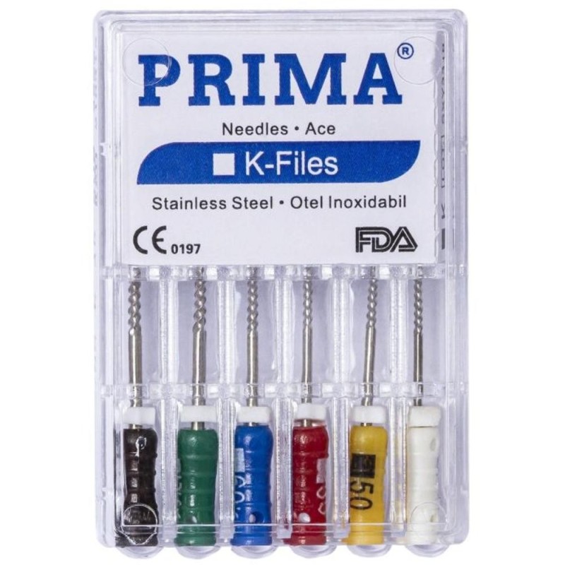 Set 2 x 6 Ace Endodontice Kerr K-Files, Nr. 45-80 Asortate, 25 mm, pentru Canal Radicular, Prima