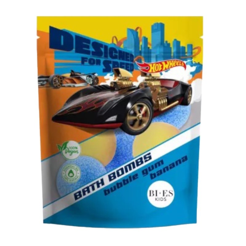 Set 2 x 6 Bombe de Baie, Bi-Es, Hot Wheels, Bubble Gum si Banane, 55 g