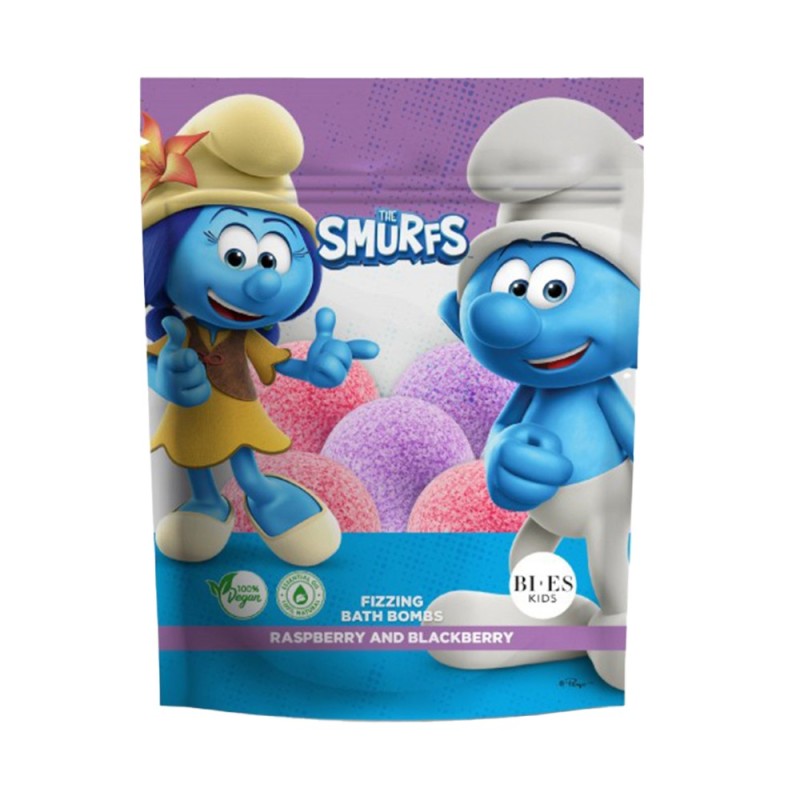 Set 2 x 6 Bombe de Baie Bi-Es Strumfii, Zmeura si Mure, 55 g