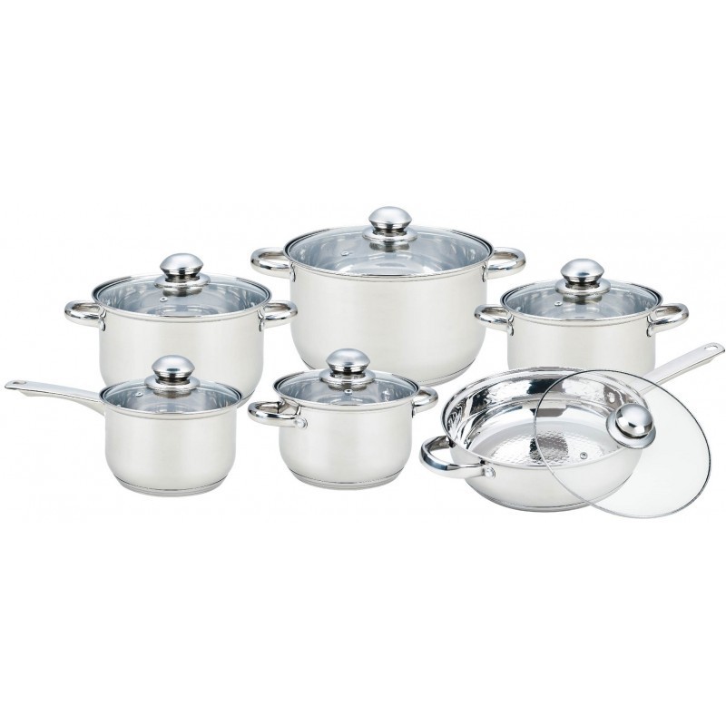 Set 2 x 6 Cratite cu Capace din Sticla, din Inox, Grunberg