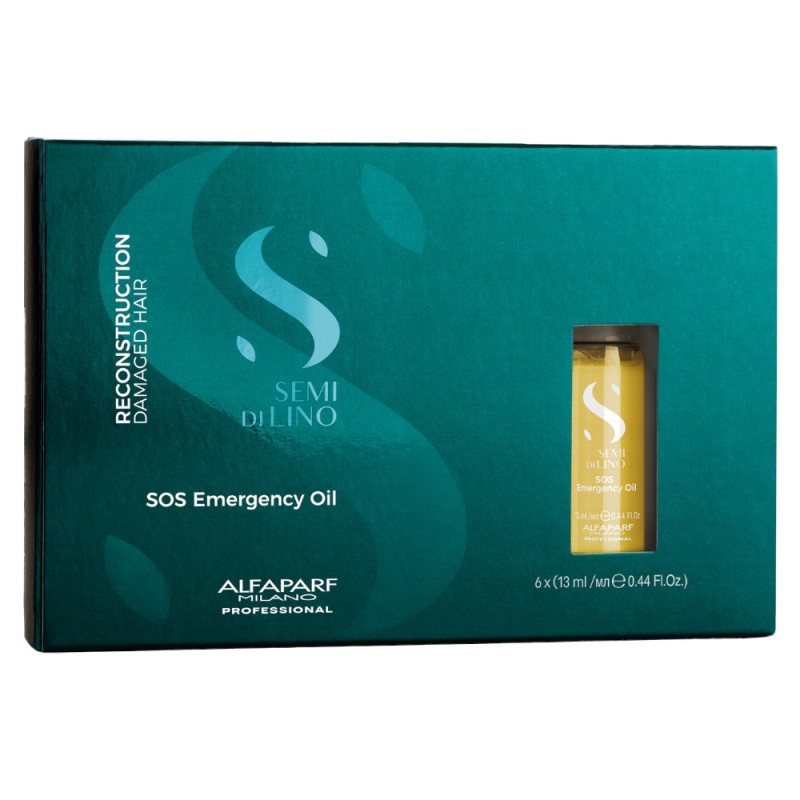 Set 2 x 6 Fiole Ser Tratament de Reconstructie, Alfaparf Semi di Lino Reconstruction Reparative SOS Emergency Oil, 13 ml