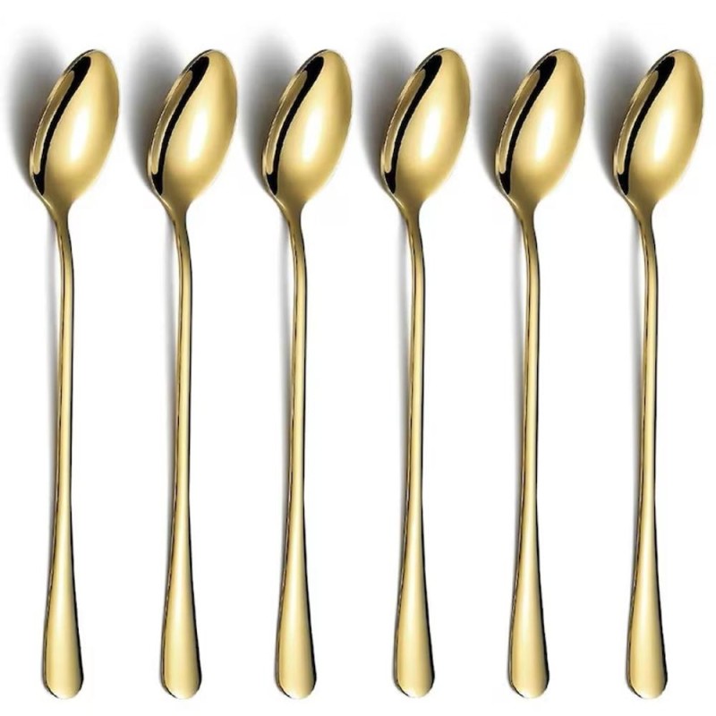 Set 2 x 6 Lingurite Cocktail din Inox, Berglander, Auriu