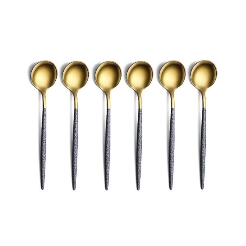 Set 2 x 6 Lingurite din Inox, Berglander, Auriu/Negru