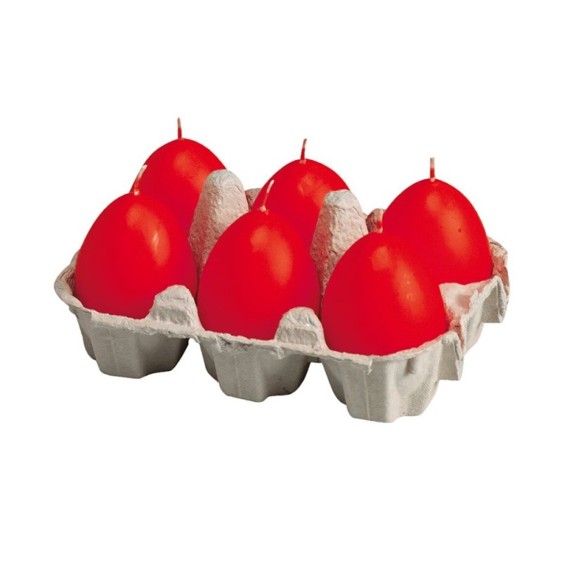 Set 2 x 6 Lumanari in Forma de Ou, Rosu