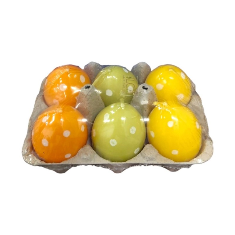 Set 2 x 6 Lumanari Ou din Parafina, cu Buline, Diverse Culori