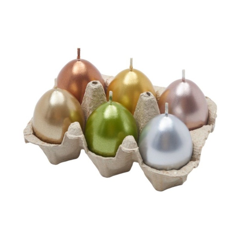 Set 2 x 6 Lumanari Ou din Parafina, Diverse Culori Metalizate