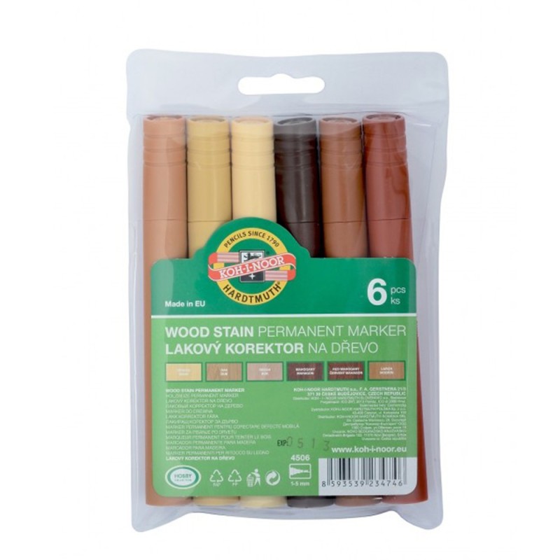 Set 2 x 6 Marker Permanent pentru Lemn, Koh-I-Noor