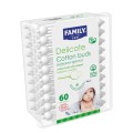 Set 2 x 60 Betisoare de Urechi cu Opritor, Delicate Bio, Family Care